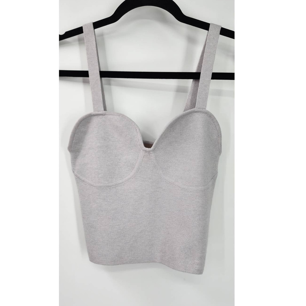 Sweater Tank Grey Knit Crop Medium Base Tank Soft Small
